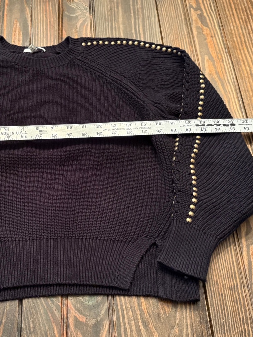 JOIE Cotton Cashmere Crew Stud Sweater Black XS